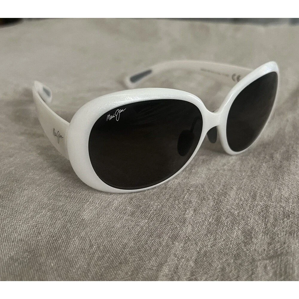 Maui Jim Women’s Nahiku White Pearl Frame Gray Polarized Sunglasses MJ436-05